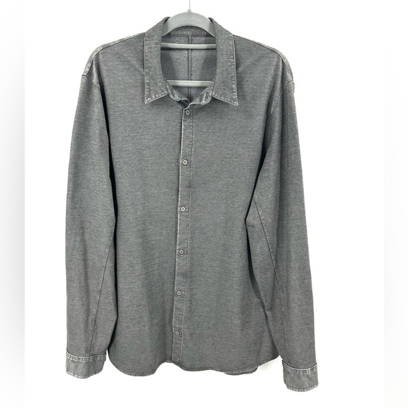 Lululemon Mens Commission Long Sleeve Shirt Size L Button Up Gray Button Down - Picture 2 of 7